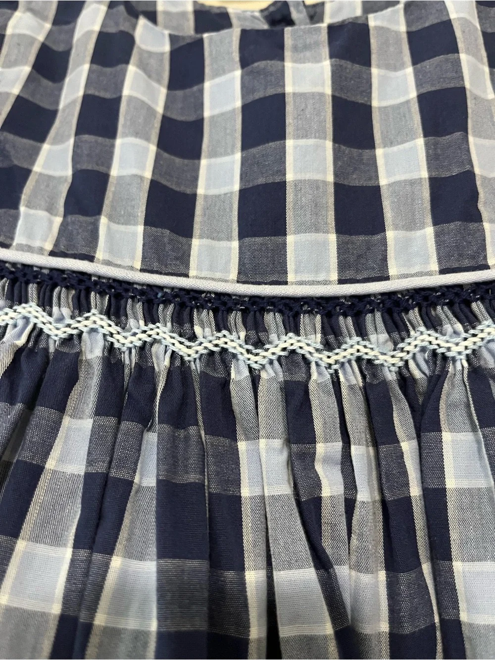 Bella Bliss Plaid Blue Smocked Girls Dress